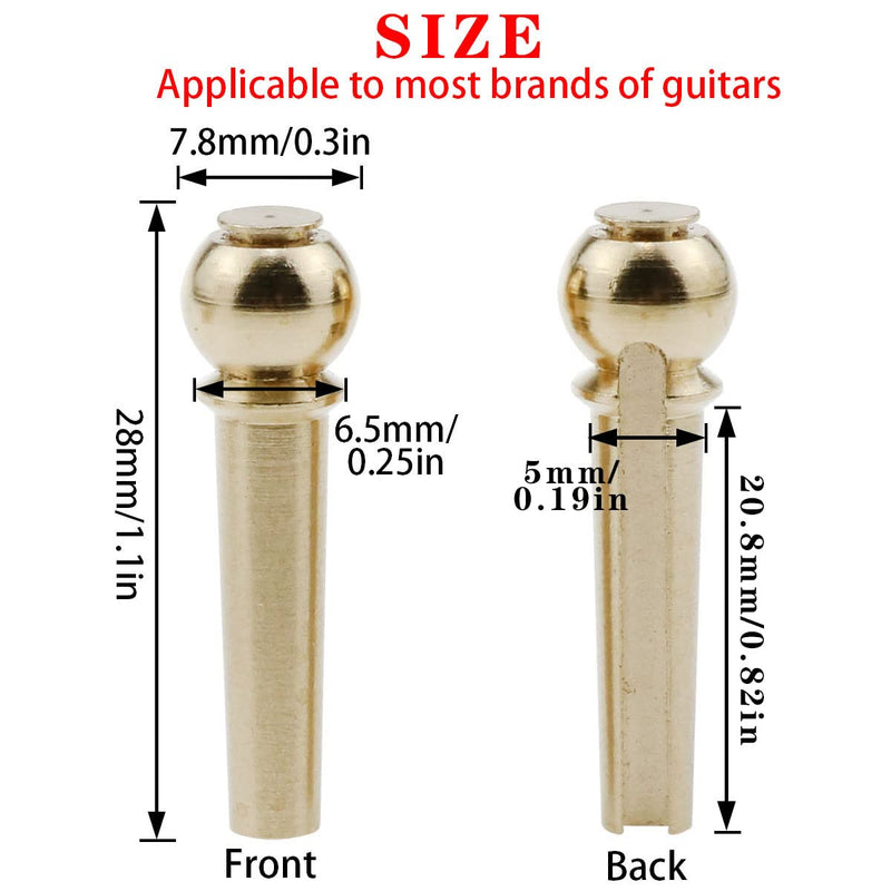 [AUSTRALIA] - AYLIFU Guitar Bridge Pin 6-Piece Acoustic Brass Guitar Bridge Pin Replacement Parts with Metal Piano Bridge Pin Remover 