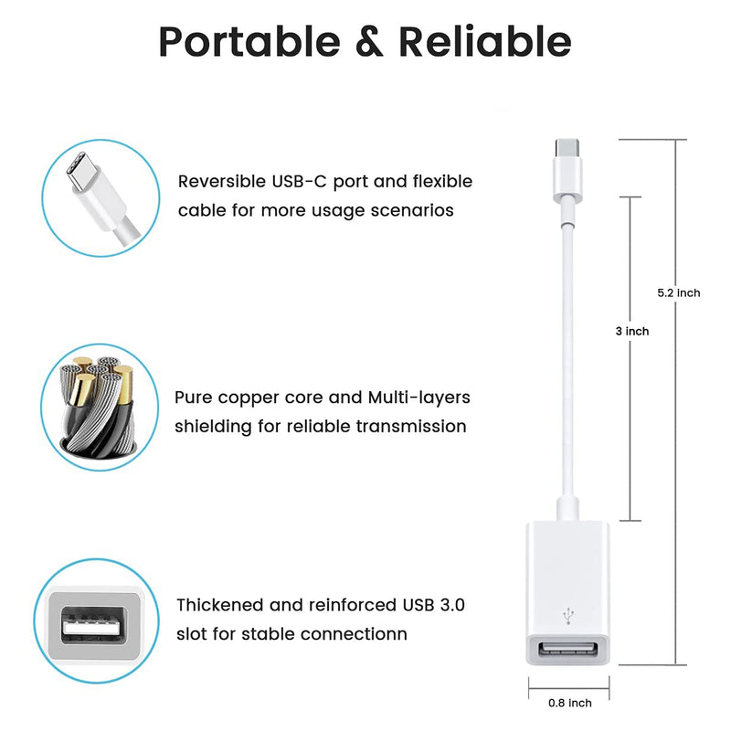 [AUSTRALIA] - USB C to USB 3.0 Adapter [2 Pack], Type C Male to USB Female OTG Cable Thunderbolt3 to USB 3.1 Adapter Compatible with MacBook Pro/Air M2/M1, iPhone 16,15 Pro Max,iPad Pro,Galaxy S24/S23/S22/S21 