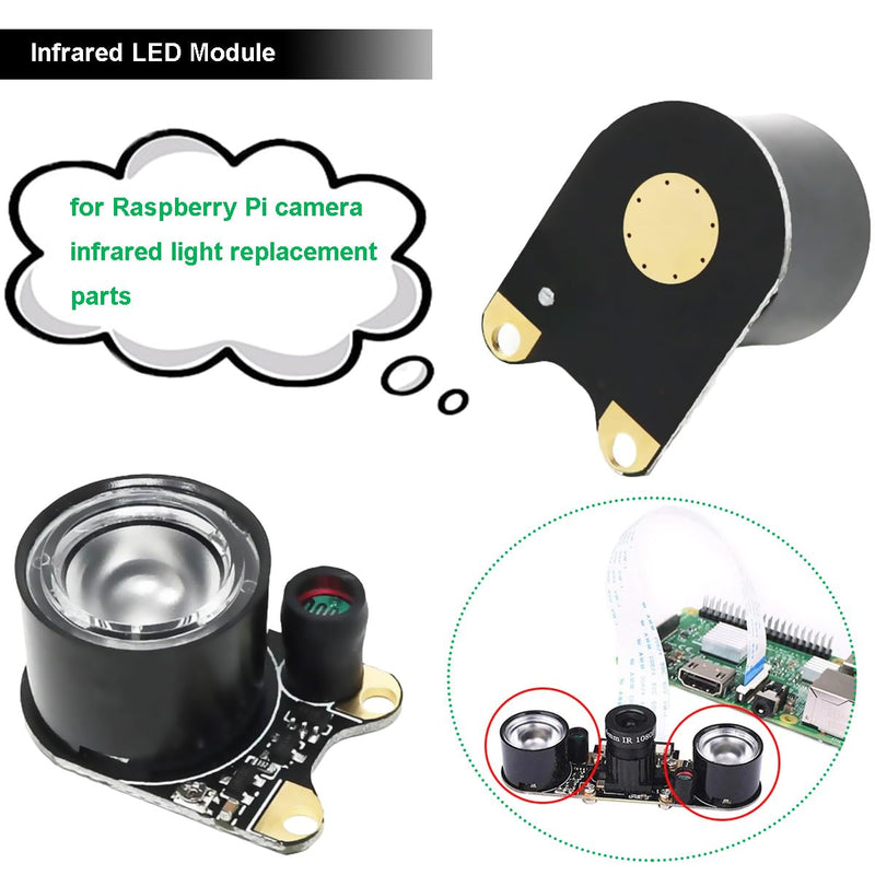 Youmile Infrared LED Module for Raspberry Pi Camera 3 W 850 nm IR Night Vision Infrared Spotlight Light Sensitive Lamp 2 Hole Spacing 13.66 mm Adjustable Resistance with Screwdriver Pack of 2