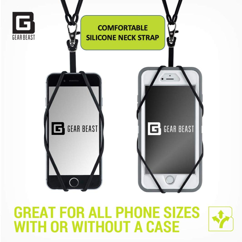[AUSTRALIA] - Gear Beast Cell Phone Lanyard - Universal Neck Phone Holder w/Card Pocket and Silicone Neck Strap White 