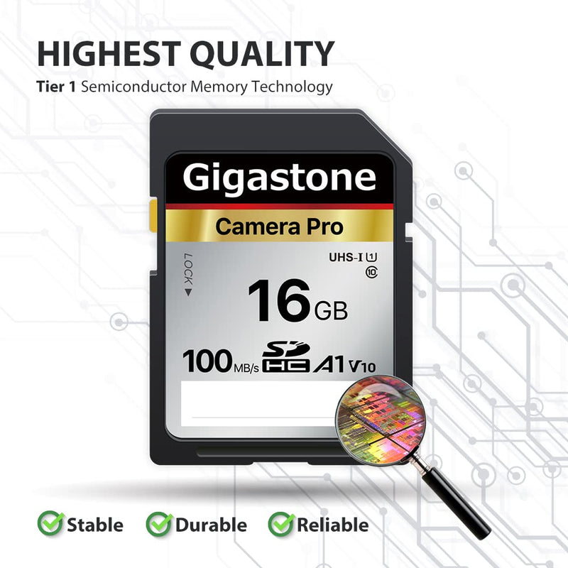 Gigastone 16GB 2-Pack SD Card V10 SDHC Memory Card High Speed Full HD Video Compatible with Canon Nikon Sony Pentax Kodak Olympus Panasonic Digital Camera, with 2 Mini Cases SD 16GB V30 2PK