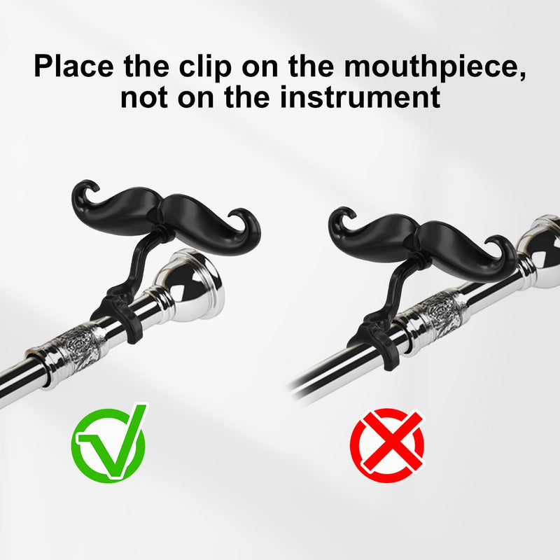 2pcs Clip-On Moustache for Trumpet and Trombone, Perfect Accessory for All Trumpet Handle Mouthpieces Young Musicians Includes Protective Case