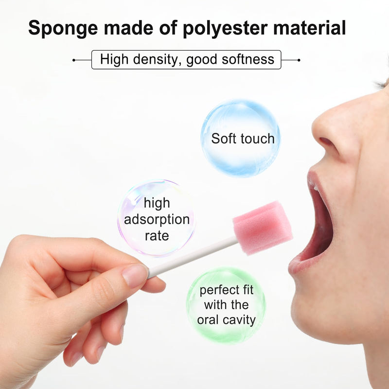 Mouth Sponges Sterile Dental Swabs, 50 Pieces Oral Care Sponge Swabs, Cleaning Mouth Swabs, Oral Hygiene Sponge, Oral Care Swabs, Cotton Buds, Oral Care Sticks, Foam for Oral Hygiene, Pink Pack of 50 plum blossom pink