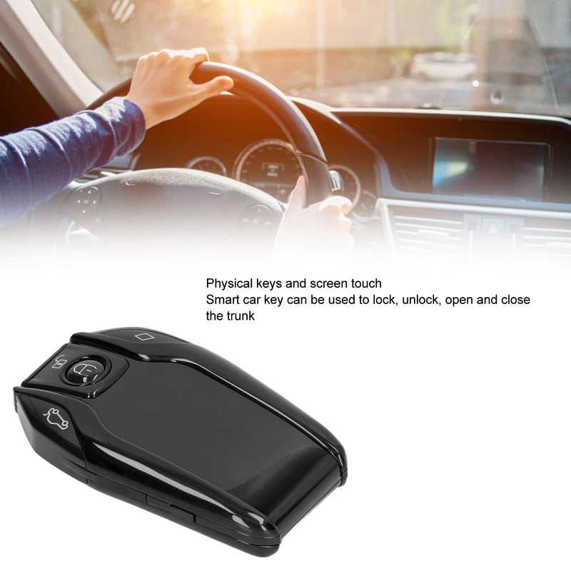 Universal Smart Key TK800+ LCD Touch Screen, 2 PCS | Keyless Entry Auto Lock Unlock for Start Stop Engine Vehicles, Aluminum Alloy Frame, Anti-Loss Contact Info Display Black