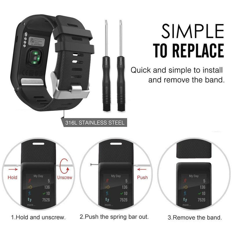 Band for Garmin Vivoactive HR Watch, Soft Silicone Wristband Replacement Band for Garmin Vivoactive HR Sports Watch 10Pcs