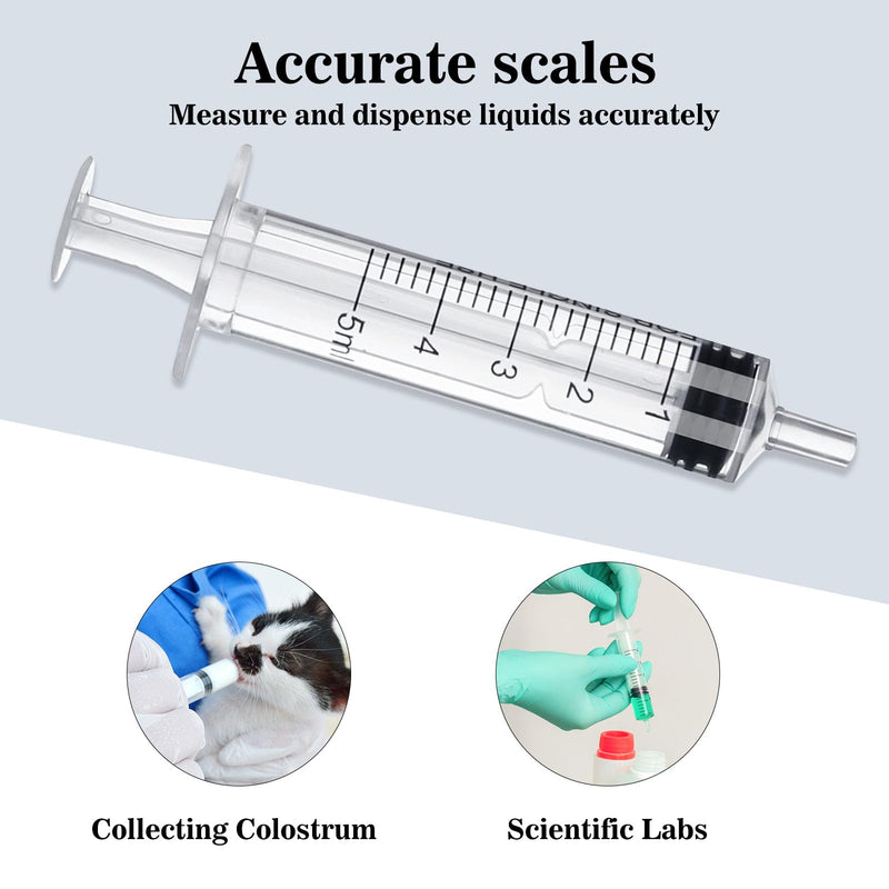 Mooshy Pack of 30 5 ml Syringes Plastic Syringes with Lid Sterile Colostrum Syringe Without Needles Dosing Syringe in Individual Packaging for Animal Feeding for Dispensing Scientific Laboratory