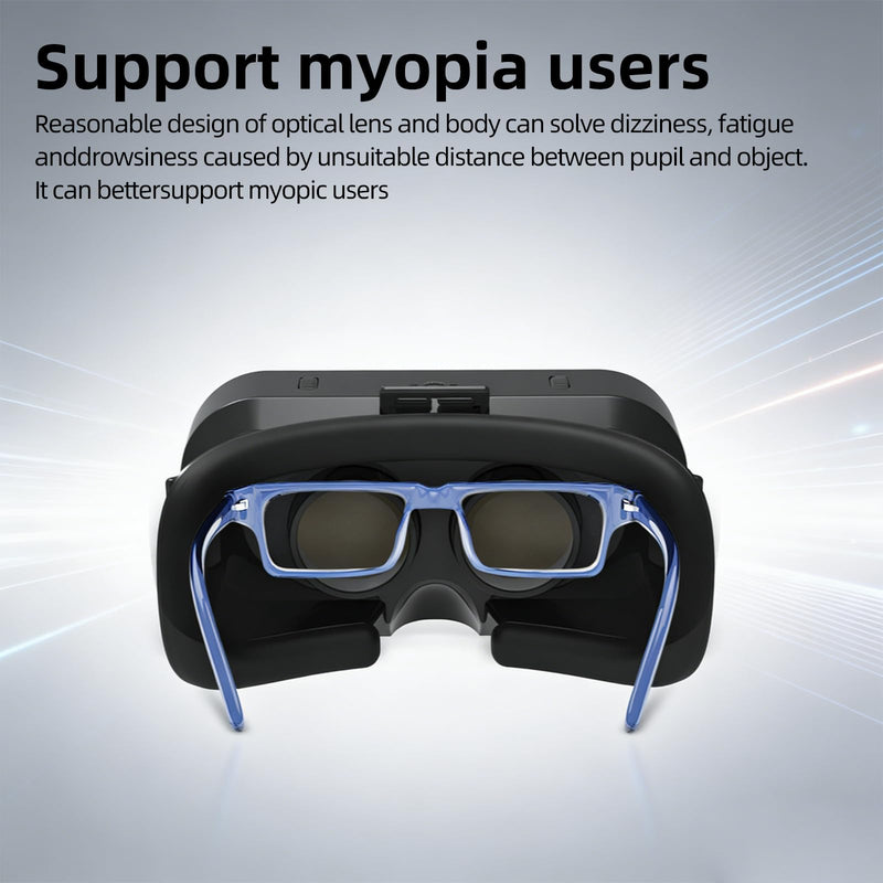 3D VR Glasses Virtual Reality Headset, 360° Panorama Large Screen VR Goggles for Movies & Games Black