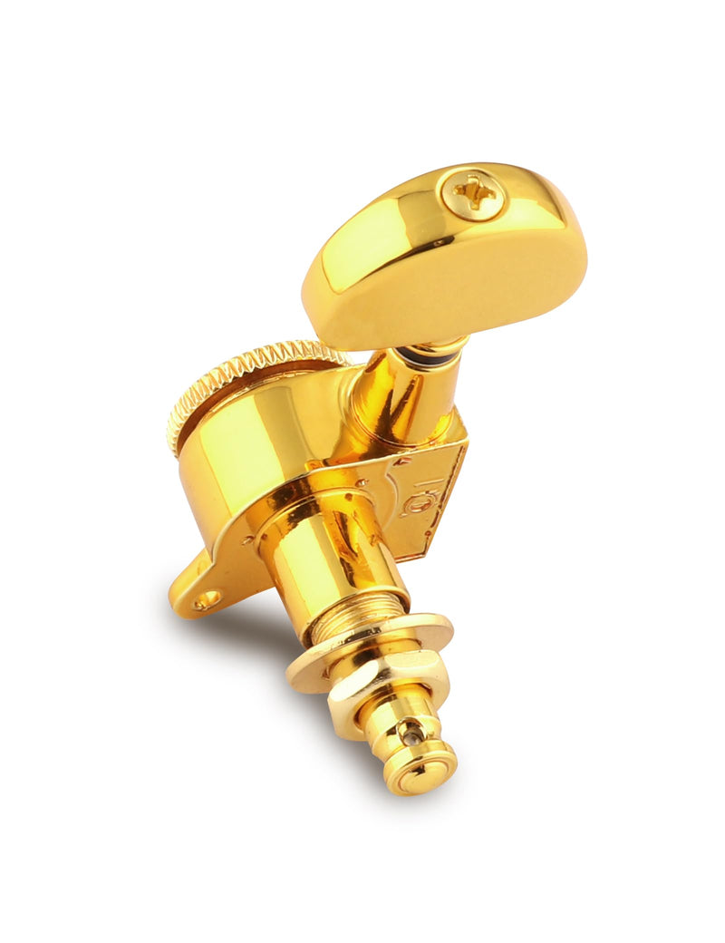 [AUSTRALIA] - Rubatone Locking Guitar String Tuning Pegs Sealed Machine Heads Tuners Tuning Keys 6 In Line for Right Handed Electric Guitar or Acoustic Guitar Half Round Head Gold. 
