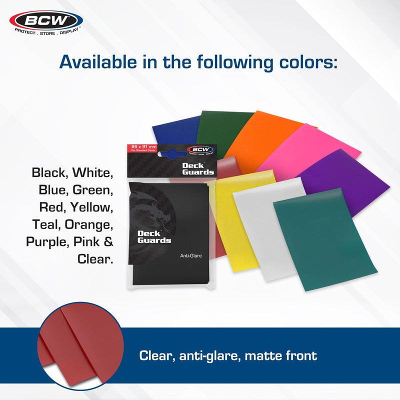 BCW Deck Guard - Double Matte Card Sleeves | 500 Count Box (10 Packs of 50 Sleeves) |Acid-Free, No PVC | Fits 2.5" x 3.5" Game Cards | Archival Safe Sleeves for Card Protection (Black) Black