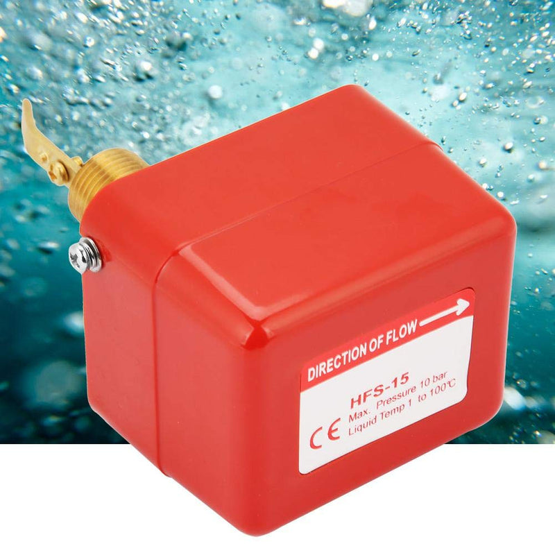 Flow Monitor, 1/2 Inch Adjustable Thread Connection SPDT Contacts Water Paddle Flow Valve Switch 1.0MPa Flow Regulator for Water Treatment System, Central Air Conditioning etc. (Red)