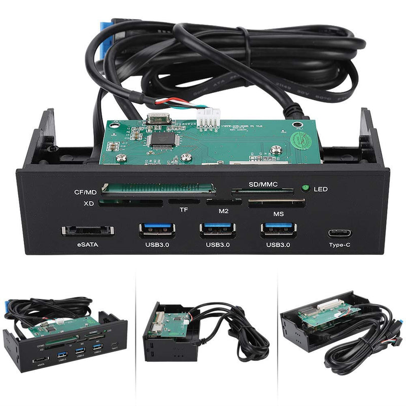 Bewinner 5.25inches Multifunction Internal Card Reader Dashboard PC Front Panel USB 3.0 Card Reader Internal with 3 USB 3.0 Ports Supports M2, MSO, SD, MS, XD, 64G CF Card