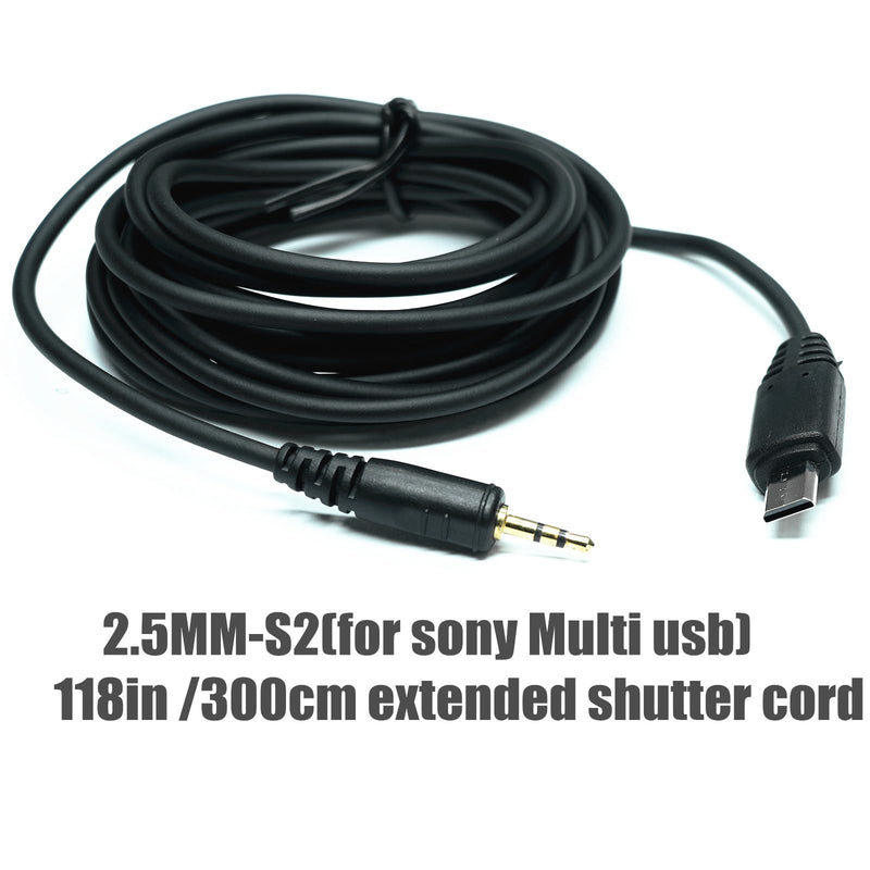 2.5mm-S2 300cm/ 118-inch Extension Cable Shutter Release Connection Cable (Multi USB) for Sony Cameras to Connect The Shutter Remote Control Wireless Timer (2.5mm-S2 118in/3m) 2.5mm-S2 118in/3m