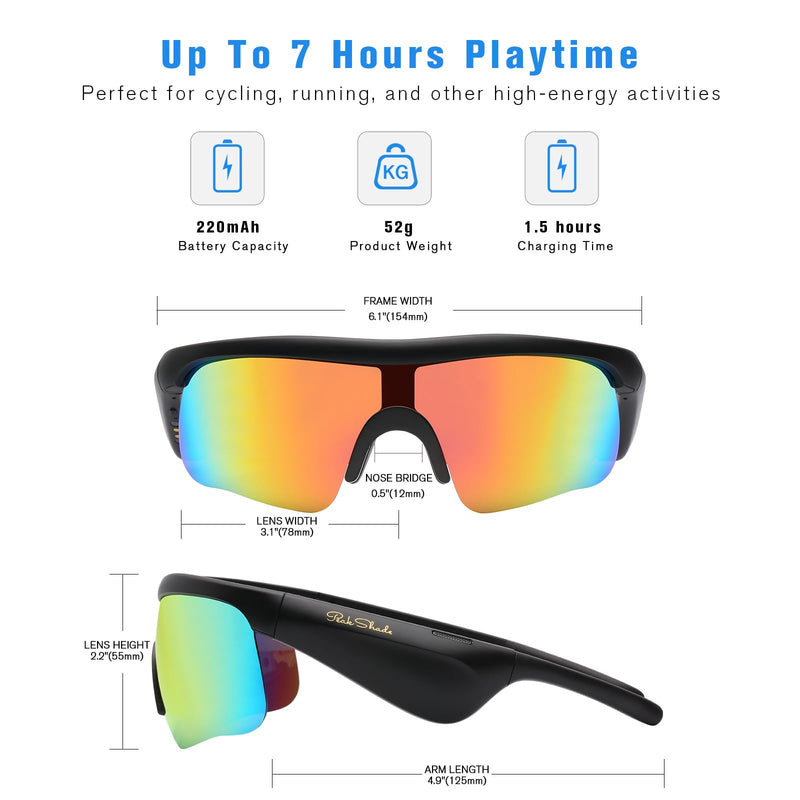 Bluetooth Sunglasses, Polarized UV400 Open-Ear Audio Glasses | Smart Glasses, 8H Playtime, Hands-Free Calls, Music & Voice Control, 52g Lightweight TR90 Frame, IPX5 Waterproof Sport Fit Orange/Orange