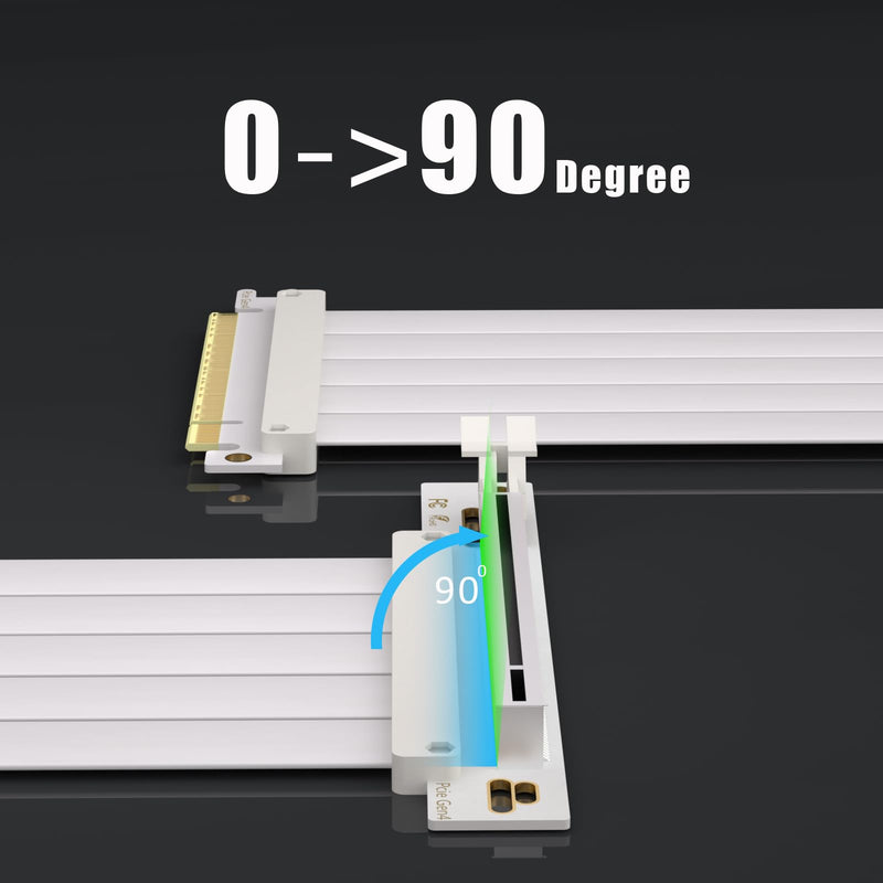 GLOTRENDS 300mm PCIe 4.0 X16 Riser Cable White Color for PCIe 4.0/3.0 GPUs, Such as GeForce RTX 40/30 Series and AMD Radeon RX7000/RX6000 Series, etc
