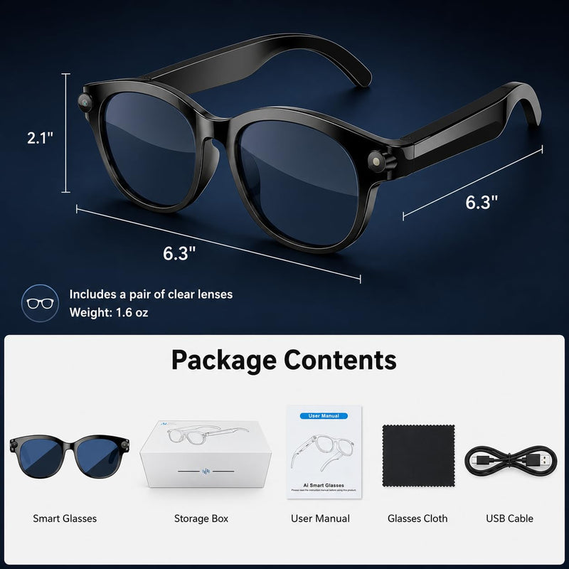 Smart Glasses with Camera, Bluetooth AI Sunglasses for Travel