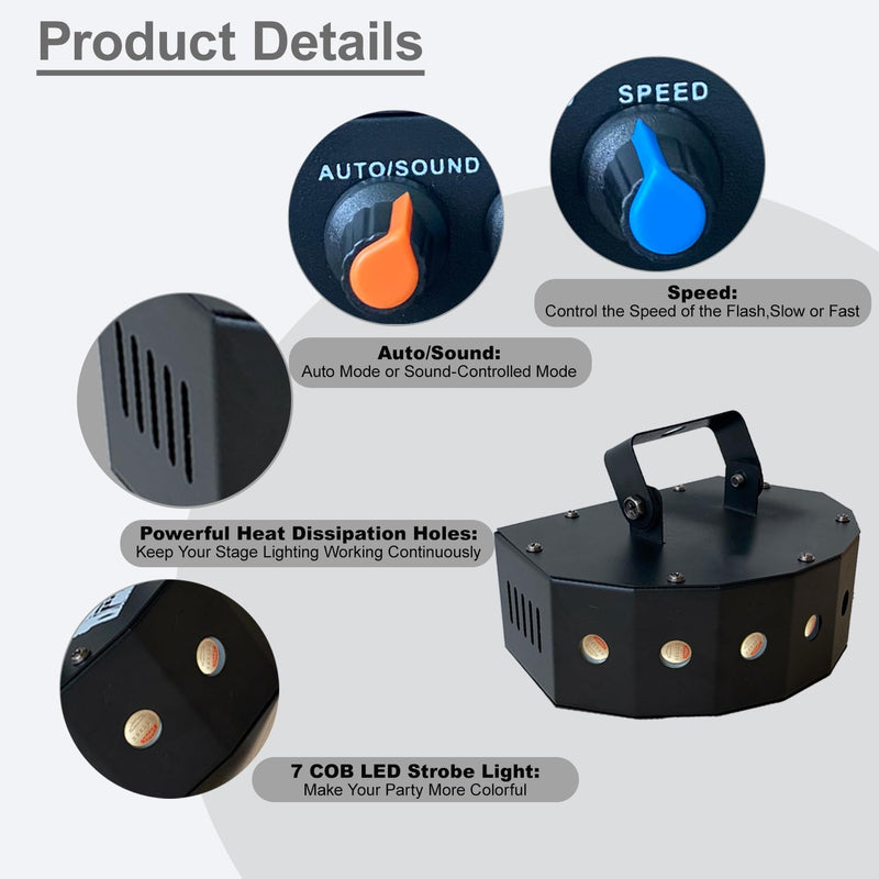 Stage Strobe Light,105W LED Stage Lights,Sound Activated and Auto Mode, Stage Lighting for Bars Birthday Wedding Halloween with Remote Control (RGB Light) RGB Light