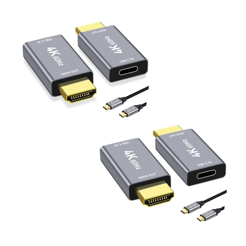 [AUSTRALIA] - USB C Female to HDMI Male Adapter with 3.3FT USB Video Cable, 4K@60Hz Uni-Directional USB Type C Source to HDMI 2.0 Display Converter Thunderbolt 3/4 to HDMI for i-/Phone 17, MacBok, Galaxy - 2 Pack HDMI-02 grey 