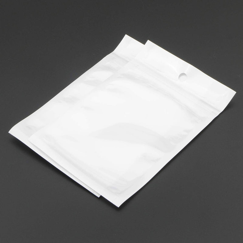 Ellbest 300pcs 2.95” x 4.72” Clear Front White Back Bags, Resealable Zipper Bags Plastic Poly Pouches Heat Sealable Sample Bags for Jewelry Making Crafts Packing 2.95 x 4.72 inch