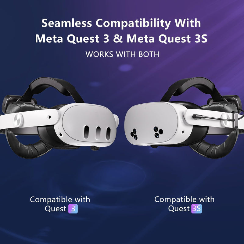 Saqico 10000mAh Magnetic Battery Head Strap Compatible with Meta Oculus Quest 2/3/3S, Cool RGB Battery Pack & Easy to Replace Extend VR Playtime-Premium Comfort & Adjustable, Reduce Facial Stress 10000mAh magnetic heastrap for quest 2/3/3S