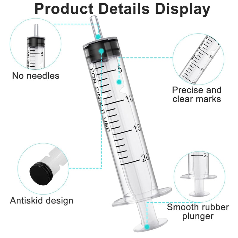 [AUSTRALIA] - Pack of 15 Syringes, 1 ml, 3 ml, 5 ml, 10 ml, 20 ml, Reusable Syringe, Dosing Syringe, Wind-Up Syringe Without Needle, Tools for Versatile Applications, Laboratories, Animal Feeding, Plant Watering 
