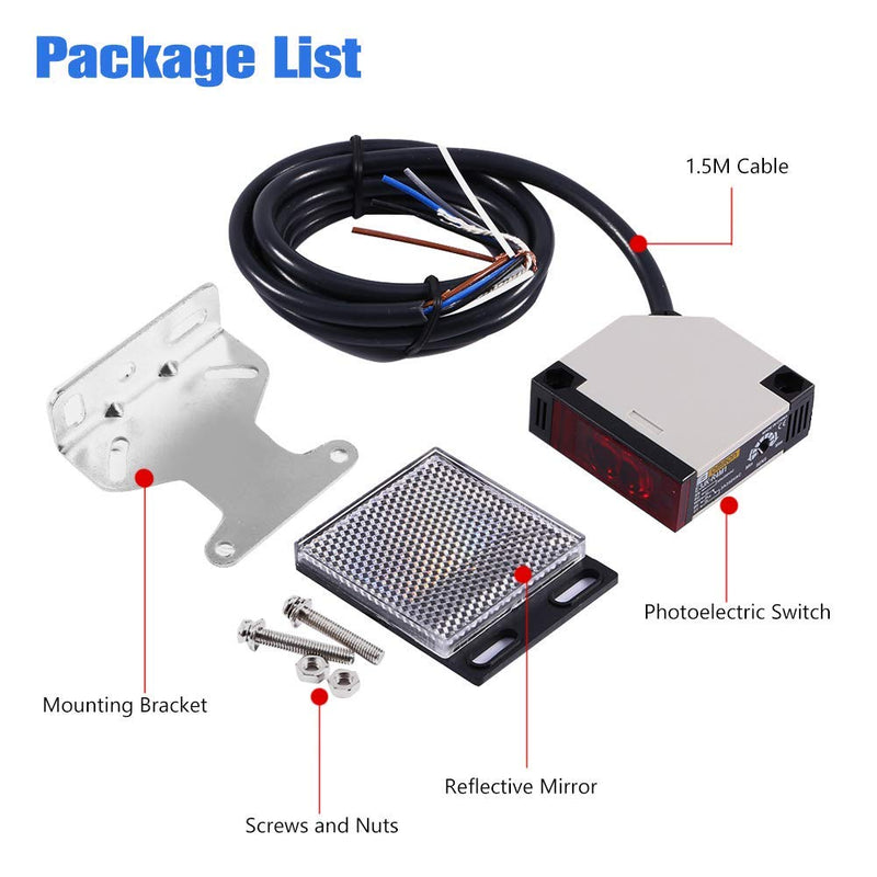 Keenso Photoelectric Switch, E3JK-R4M1 Reflection Photoelectric Sensor AC 90-250V 3A Photoelectric Sensor Reflection Photoelectric Switch (2 Set)