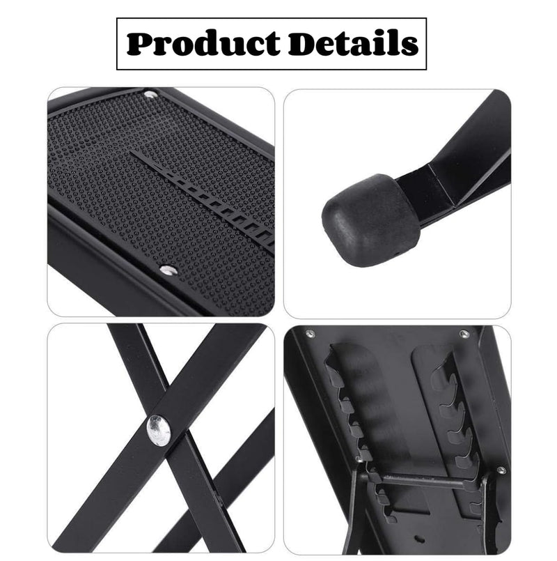 [AUSTRALIA] - Guitar Foot Stool, 6-Position Height Adjustable Guitar Foot Rest Stand with Rubber End Caps and Non-Slip Rubber Pad for Classical, Acoustic, Electric Guitar - Black 