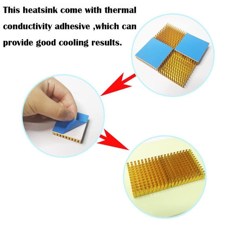 CTRICALVER Aluminium Heatsink, Black Radiator Cooling Radiator 40 mm x 40 mm x 11 mm with Thermal Adhesive (4 Pieces)