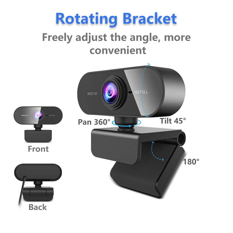 FWV Webcam with Microphone&1080P HD Web Cam,Stand for PC/MAC/Laptop/Desktop, Wide Angle Web Cameras for YouTube,Skype,Zoom,Xbox One,Video Calling,Studying and PS4 Black