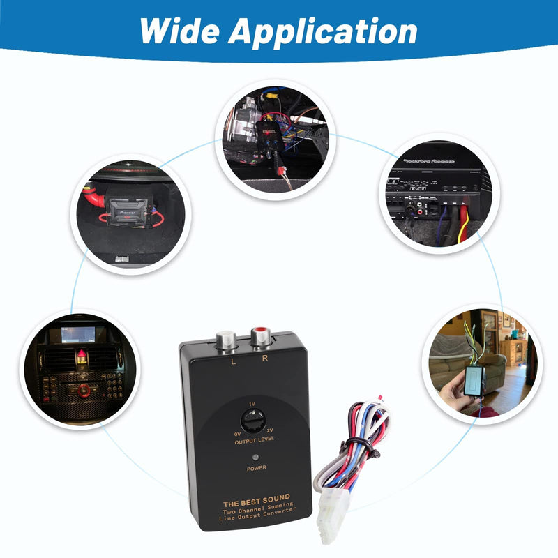Car Audio Speaker Wire to RCA Line Output Converter, 2-Channel High to Low RCA Converter for Adding Amplifier Subwoofer to Stock Stereo