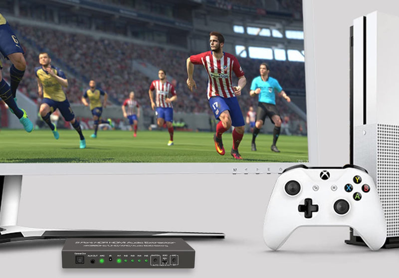 (Upgraded) SkycropHD 5 Port 4K@60Hz HDMI Switch with Optical & 3.5mm AUX Audio Out, 5 in 1 Out HDMI 2.0 Switch Audio Extractor with Remote,Support ARC, HDCP 2.2, HDR10, 18Gbps