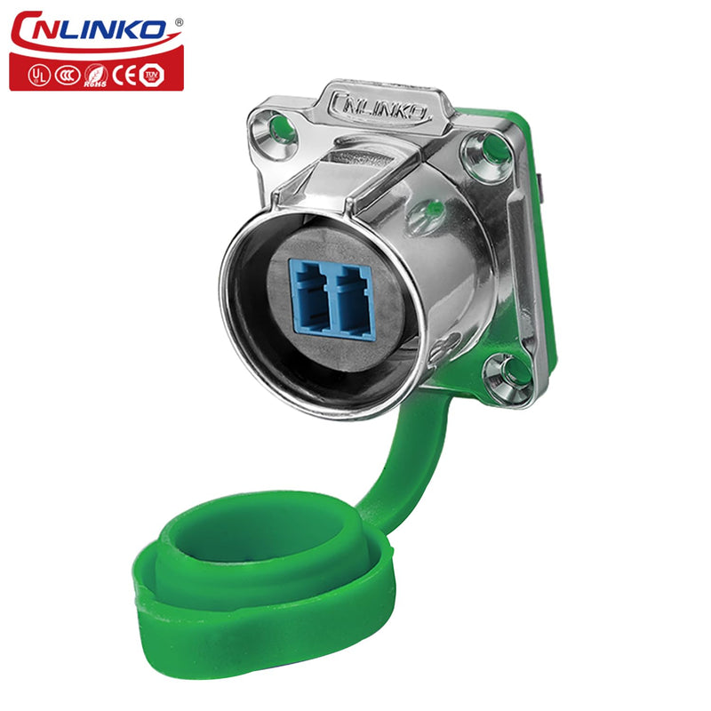 CNLINKO LP-24 Fiber Optic Connector, LC Single Mode Dual Core Optical Plug for Outdoor Use, Recessed Sockets Socket IP68 Aviation Plug Waterproof Plug M24 02-M24 Fiber Optics Set