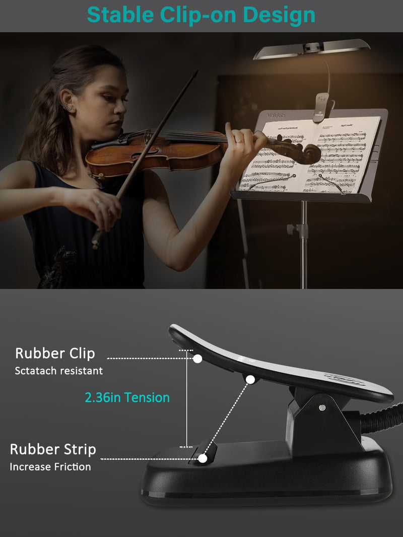 Vekkia 64 Led Rechargeable Music Stand Light, Folding Clip On Piano Lamp, Portable Professional 5 Brightness×3 Color Temperature, Perfect for Grand Piano, Book Reading.