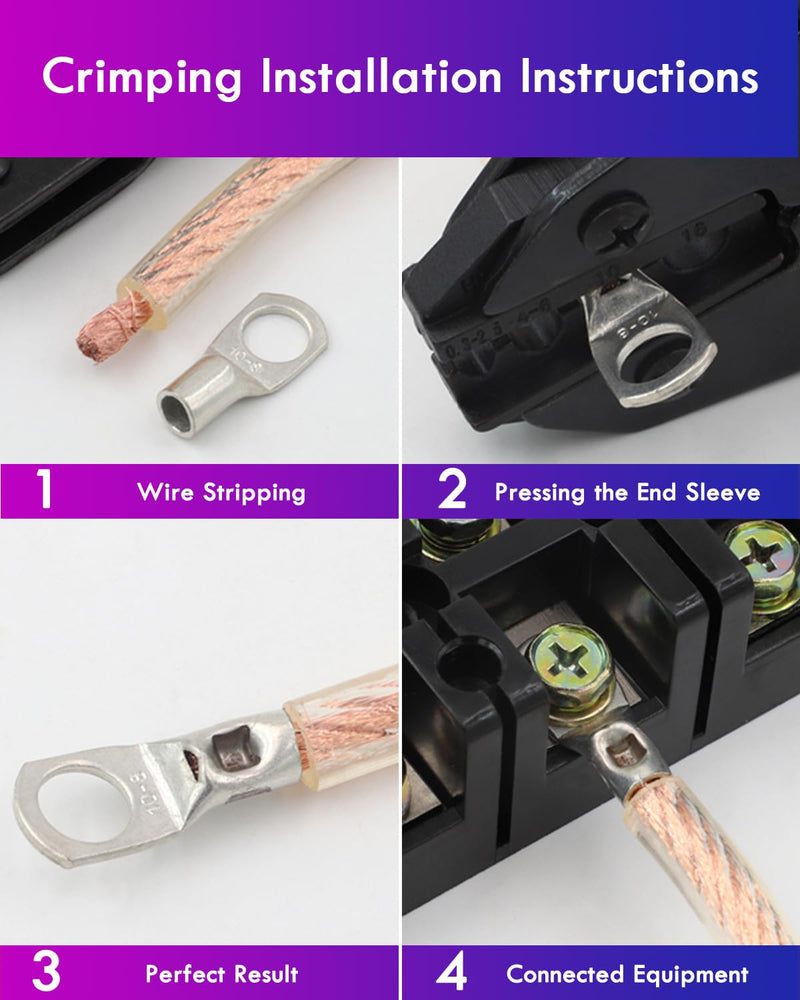 ANVINKU Pack of 140 Tube Cable Lugs, 25 mm² 16 mm² 10 mm² 6 mm² Cable Lugs Set for Car Battery Cable Set, 70 Tube Cable Lugs Set + 70 Sleeves, SC Tube Terminal Set, Cable Lugs for Car Boats 140pcs