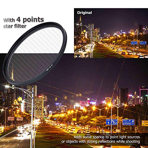 JJC 72mm Star Filter Cross Screen Starburst Filter Kit for Camera Lens
