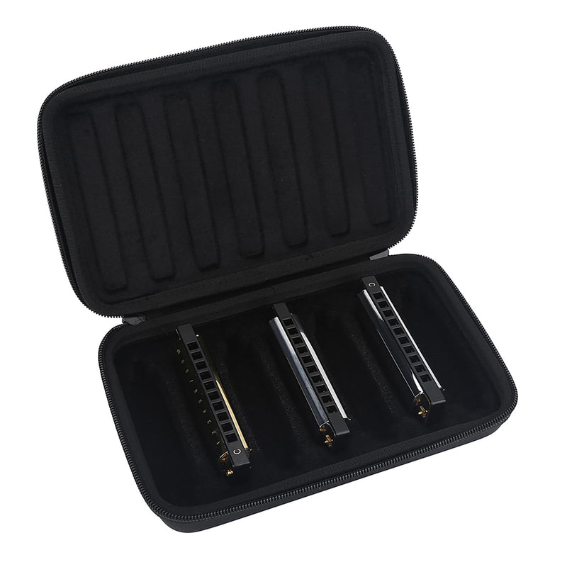 [AUSTRALIA] - Keenso Harmonica Storage Case, PU Leather Bag for 7 Harmonicas, Lightweight, Portable Design with Soft Inner Slots and Anti 