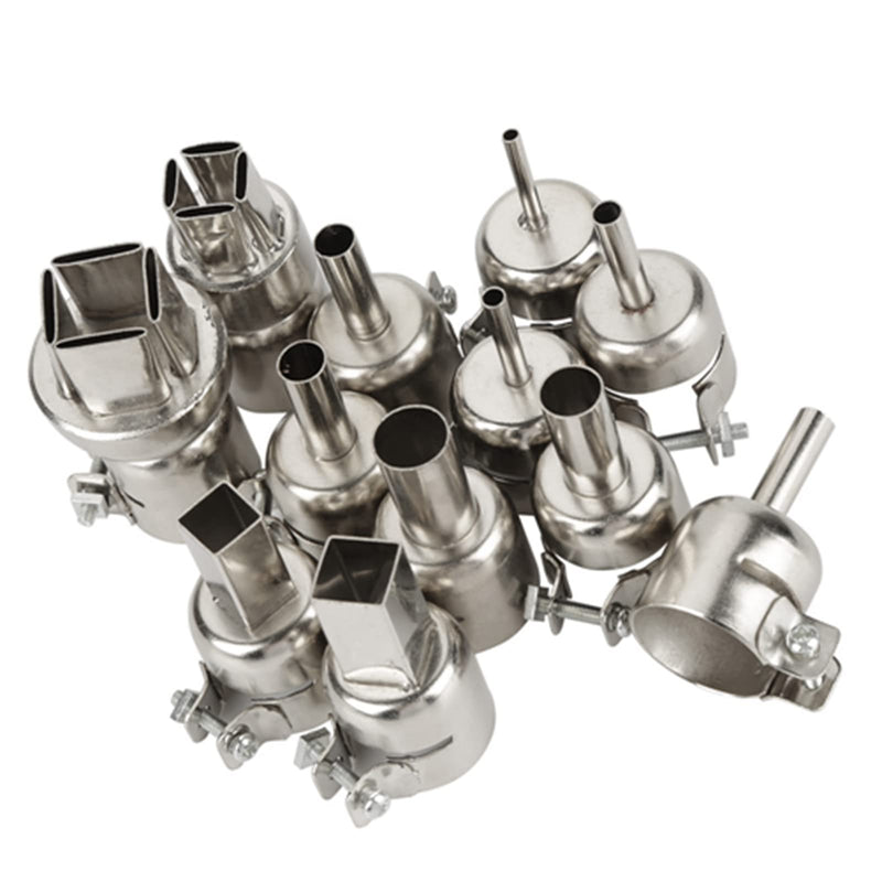 Hot Air Gun Nozzle Heat Nozzle 12pcs Steel Heat Nozzle Set for 850 Hot Air Soldering Station Repair Tool Accessories Heat Soldering Heat Guns
