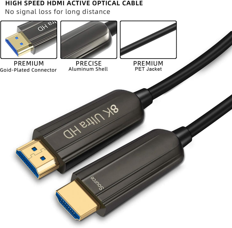 8K Fiber Optic HDMI Cable, High Speed HDMI 2.1 Cable Support with 4K@60Hz Dynamic HDR 10,eARC,HDCP2.2,-100ft M02-100Ft