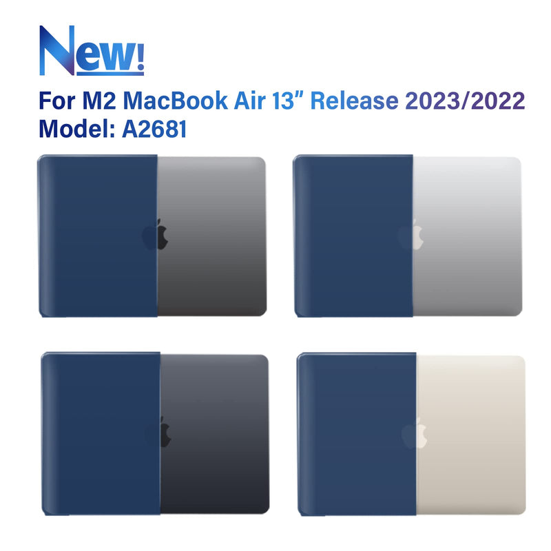 IBENZER Compatible with 2024 2023 2022 MacBook Air 13 inch Case M3 A3113 M2 A2681, HardShell Case & KeyboardCover & ScreenFilm & Type-C Adapter for Mac Air 13.6, Navy Blue, AT13-KK-NVBL+2TC For Macbook Air 13.6" M3 A3113 M2 A2681