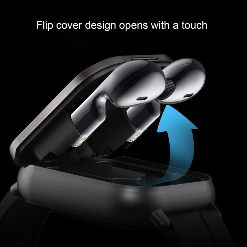 Smartwatch with Earbuds, Earbuds Watches with Silicone Band, 2.01 Inch Screen, Tracker Watch with Earbuds Inside, Support NFC, IP67, Charging