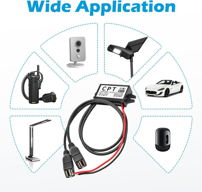 [AUSTRALIA] - Heemol 12V to USB, 12V to 5V USB Adapter, Buck Converter Module 3A 15W DC to DC Car Power Converter Adapter (Dual USB) 1 Items 