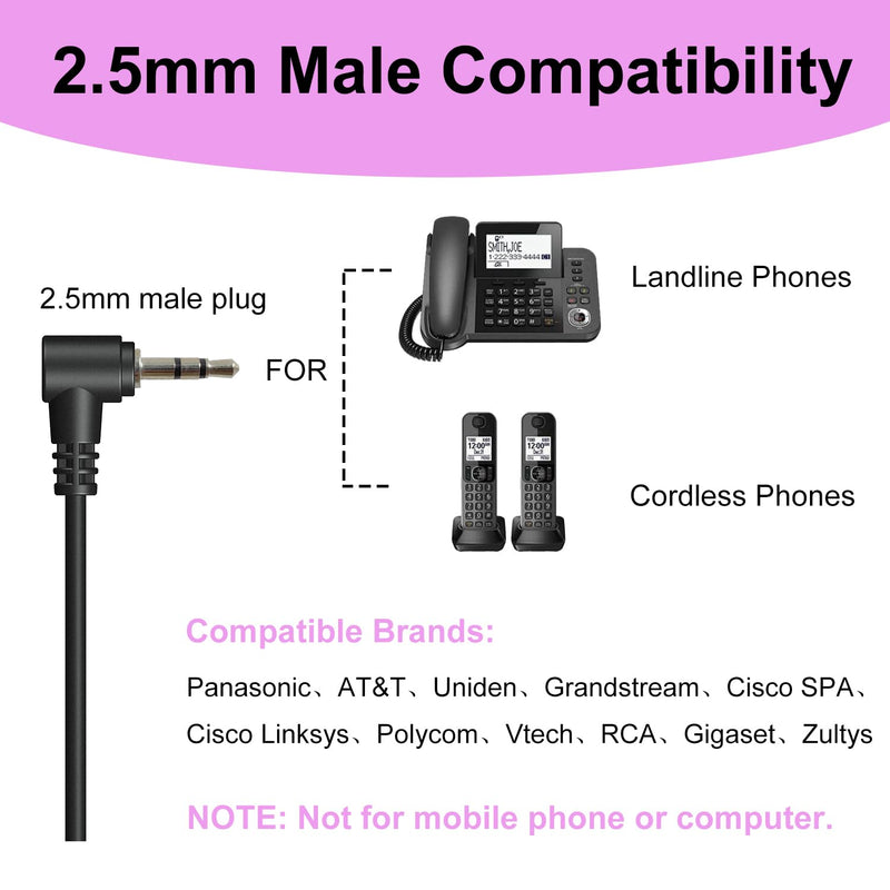 2.5mm Male to 3.5mm Female Adapter, 3.9inch Headphone Audio Cable 90 Degree Right Angle Connector Cord for Headset Earphone to Telephone and Cordless Phones with 2.5mm Headset Jack