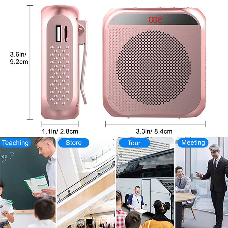 [AUSTRALIA] - Portable Voice Amplifier for Teachers, 2200mAh Rechargeable Personal Amplifier Mic PA System Headset Microphone with Speaker for Teachers, Training, Meeting, Tour Guide, Yoga, Classroom (Rose) Rose 