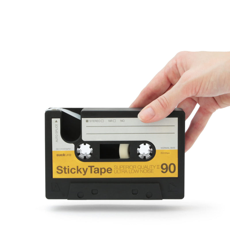 [AUSTRALIA] - Suck UK Tape Dispenser - Retro Cassette Tape Dispenser Desk - Retro Desk Accessories - Novelty Office Accessories - Sticky Holder - Double Sided Organiser - Old School Stationery Gift - Refillable 