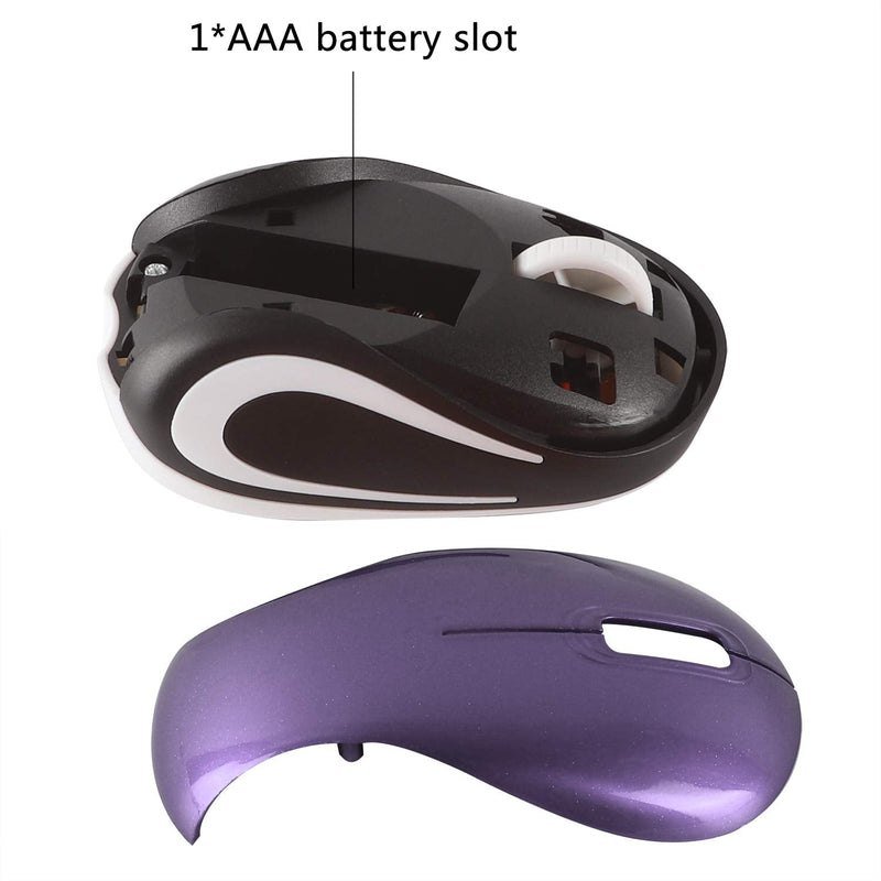Mini Small Wireless Mouse for Kids Children 3-7 Years Old Child Size Optical Portable Mini Cordless Mice with USB Receiver for Laptop Computer (Purple)