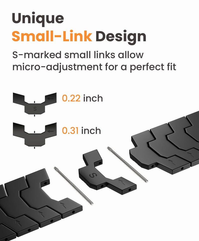 Grade 5 Titanium Band for Apple Watch Ultra 3/2/1 49mm & Series 11/10 46mm, DLC Coating Anti-Scratch Ultra 3 Band with Small-Link Design for Precise Fit, Secure Butterfly Clasp Band for Men Black Band Width 26-22mm Taper