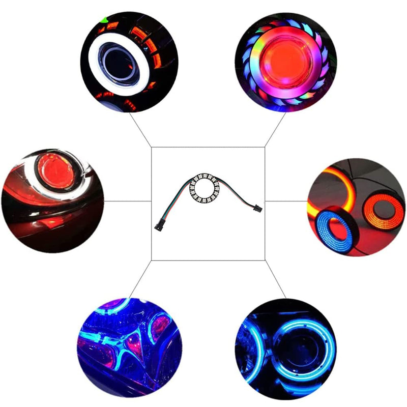 16 Bits WS2812 Addressable LED Ring with SM2.54-3P Connector Wire, 16 X WS2812B 5050 RGB LEDs with Integrated Drivers DC5V for Arduino ESP8266 ESP32 Devkit Nodemcu (Pack of 4pc)