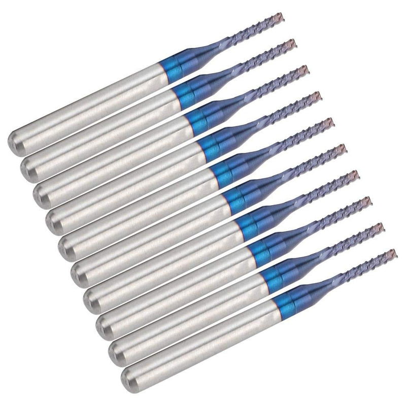 10-Piece End Mill Set Carbide Cutter Blue Corn Cutter CNC PCB Engraving Milling Tool (1.4 mm)