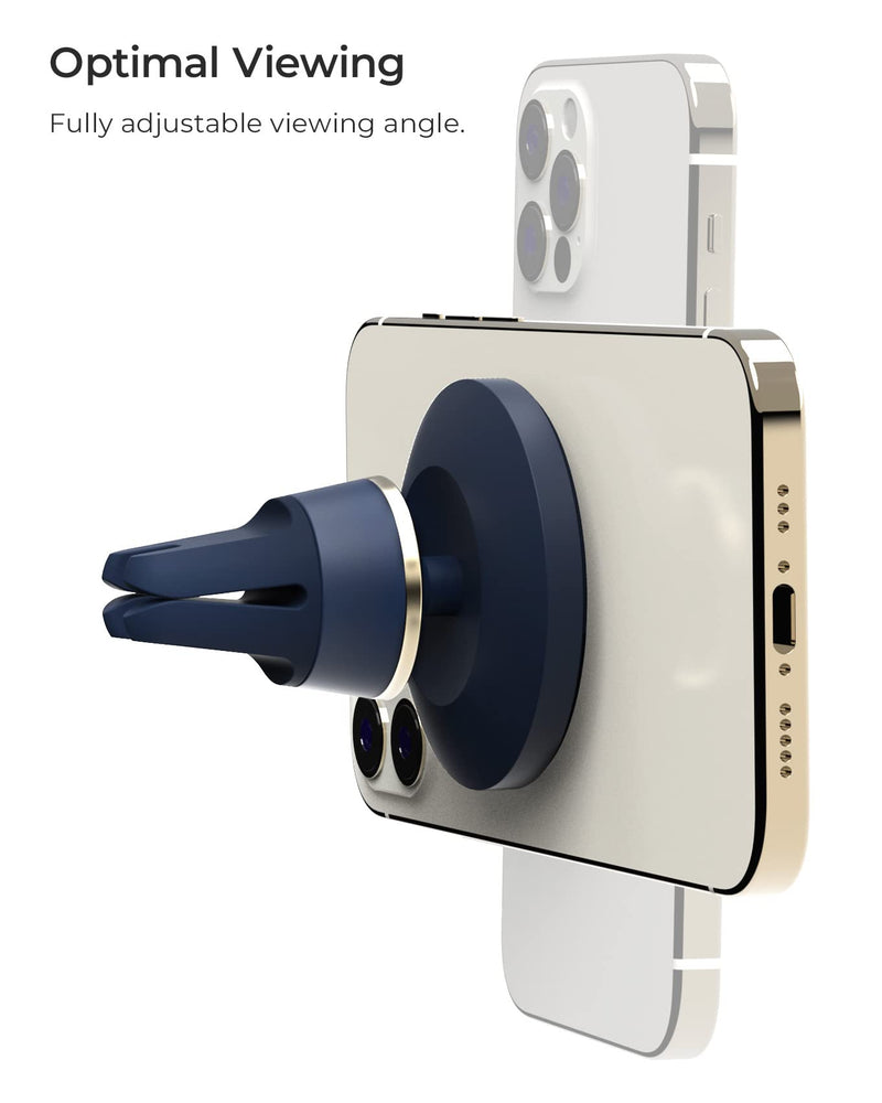 iOttie Velox MagSafe Compatible Air Vent Car Phone Holder. Unversal Magnetic Car Phone Mount for iPhone 12/13/14/15/16/17 Series & Android Phones via Included Magnetic Ring Adapter Midnight Blue