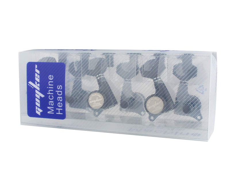 Guyker Guitar Locking Tuners (6 Right Handed) - 1:18 Ratio Lock String Tuning Key Pegs Machine Heads with Hexagonal Handle Replacement for LP SG Style Electric, Folk or Acoustic Guitars - Black 6 for Right Black SP