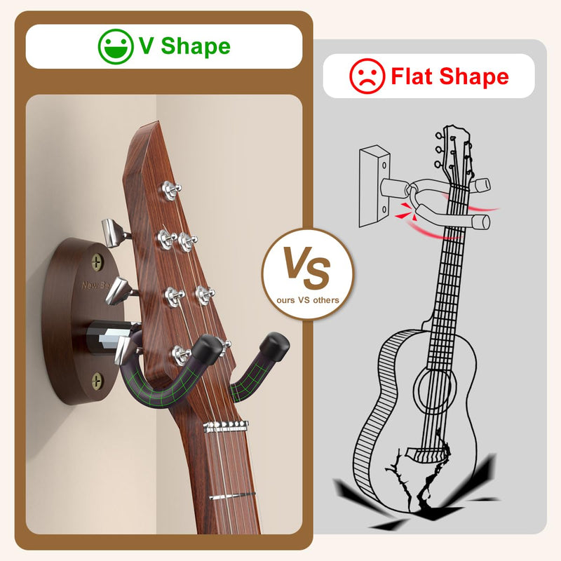 New bee Guitar Wall Mount, Guitar Hanger Wall Hook Holder Stand Bracket with Screw Fits All Size Ukulele Bass Mandolin Banjo 3PCS Brown